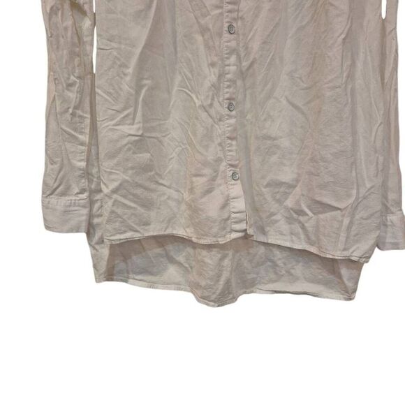 Splendid Women's White Cotton/Rayon Round Neck Long Sleeve Button Down Shirt - Picture 3 of 10